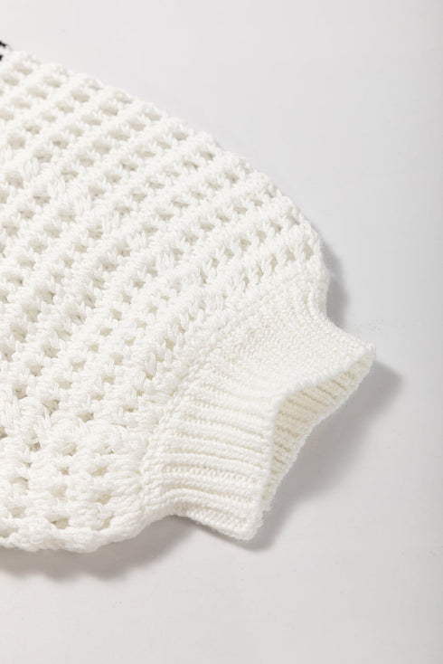 Textured Open Stitch Relaxed Fit Pullover Sweater