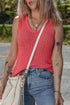 Textured Open Stitch Scoop Neck Sweater Tank Top