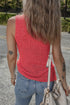Textured Open Stitch Scoop Neck Sweater Tank Top