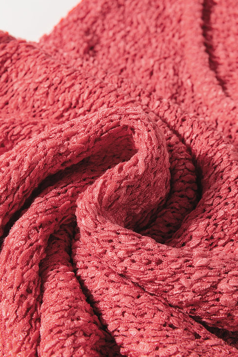Textured Open Stitch Scoop Neck Sweater Tank Top