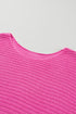 Textured Open Weave V Neck Short Sleeve Shirt