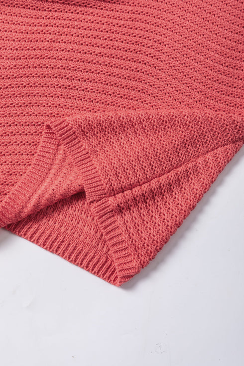 Textured Open Weave V Neck Short Sleeve Shirt