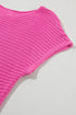 Textured Open Weave V Neck Short Sleeve Shirt