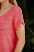 Textured Open Weave V Neck Short Sleeve Shirt