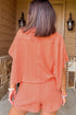 Textured Patch Pocket Short Sleeve Drawstring Shorts Set