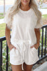 Textured Patch Pocket Short Sleeve Drawstring Shorts Set
