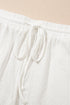 Textured Patch Pocket Short Sleeve Drawstring Shorts Set