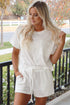 Textured Patch Pocket Short Sleeve Drawstring Shorts Set