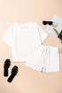 Textured Patch Pocket Short Sleeve Drawstring Shorts Set