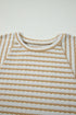 Textured Patchwork Stripe Print Half Sleeve Top