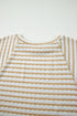 Textured Patchwork Stripe Print Half Sleeve Top