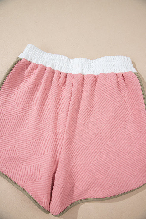 Textured Patchwork Tee And Two Piece Short Sets