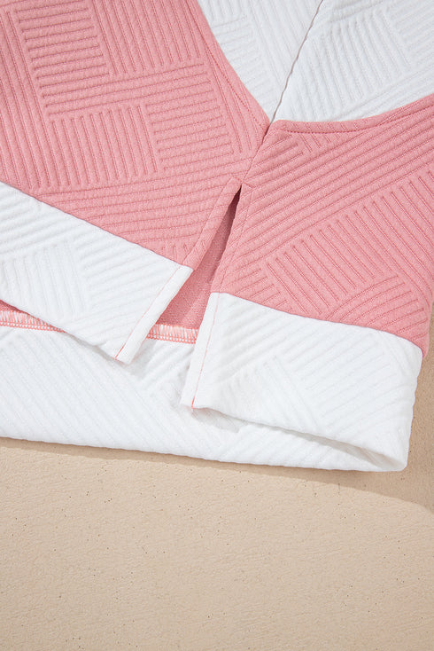 Textured Patchwork Tee And Two Piece Short Sets