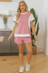 Textured Patchwork Tee And Two Piece Short Sets
