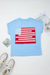 Textured Patchwork USA Flag Cap Sleeve Tee