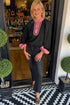 Textured Patchwork V Neck Long Sleeve Blouse