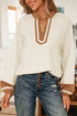 Textured Patchwork V Neck Long Sleeve Blouse