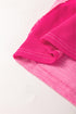 Textured Patchwork V Neck Three Quarter Sleeve Loose Blouse