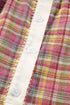 Textured Plaid Long Sleeve Band Collar Blouse