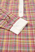 Textured Plaid Long Sleeve Band Collar Blouse