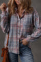 Textured Plaid Long Sleeve Button Down Shirt