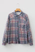 Textured Plaid Long Sleeve Button Down Shirt