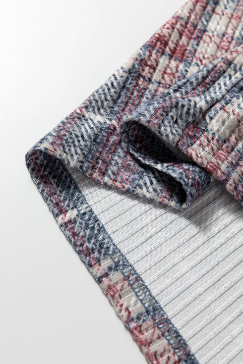 Textured Plaid Long Sleeve Button Down Shirt