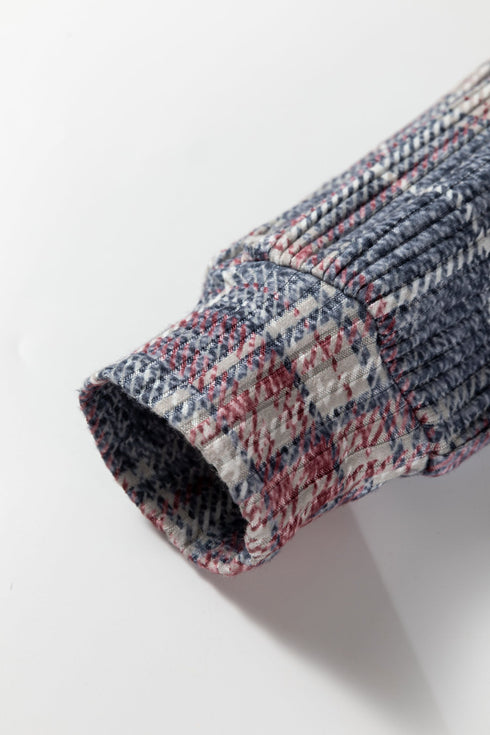 Textured Plaid Long Sleeve Button Down Shirt