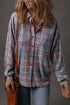 Textured Plaid Long Sleeve Button Down Shirt
