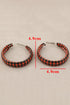 Textured Plaid Print Faux Leather Hoop Earrings