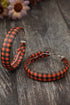 Textured Plaid Print Faux Leather Hoop Earrings