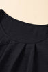 Textured Pleated Flutter Sleeve Split Neck Tie Blouse