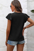 Textured Pleated Flutter Sleeve Split Neck Tie Blouse