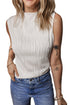 Textured Plisse Mock Neck Sleeveless Top