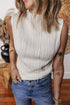Textured Plisse Mock Neck Sleeveless Top