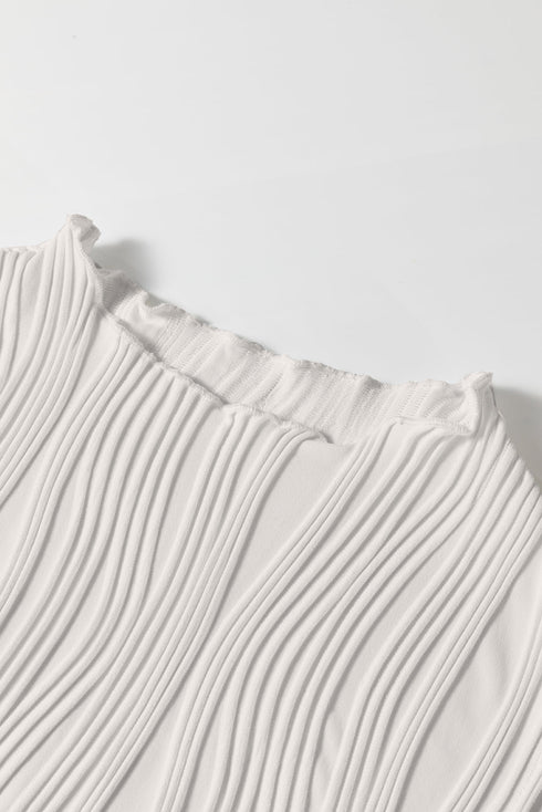 Textured Plisse Mock Neck Sleeveless Top