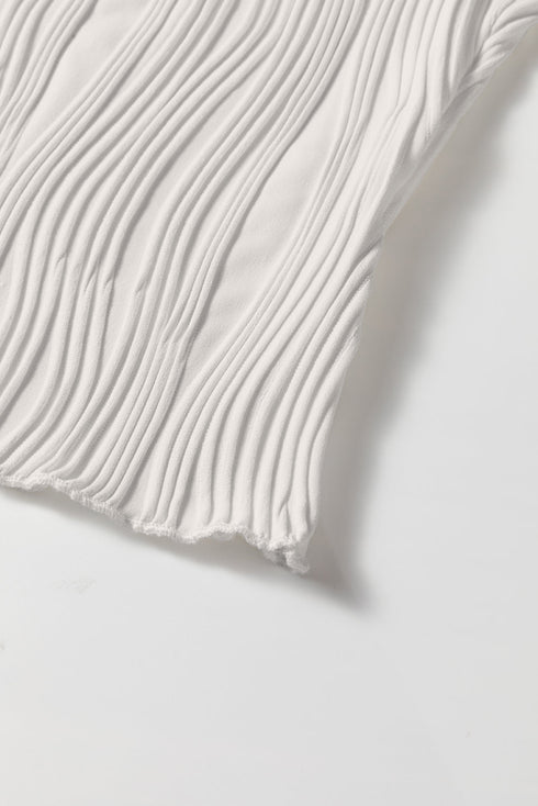 Textured Plisse Mock Neck Sleeveless Top