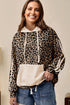 Textured Pocket Animal Print Stripe Detail Hoodie
