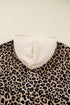 Textured Pocket Animal Print Stripe Detail Hoodie