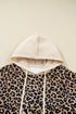 Textured Pocket Animal Print Stripe Detail Hoodie