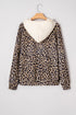 Textured Pocket Animal Print Stripe Detail Hoodie