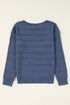 Textured Pointelle Knit Boat Neck Long Sleeve Sweater