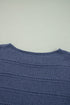 Textured Pointelle Knit Boat Neck Long Sleeve Sweater