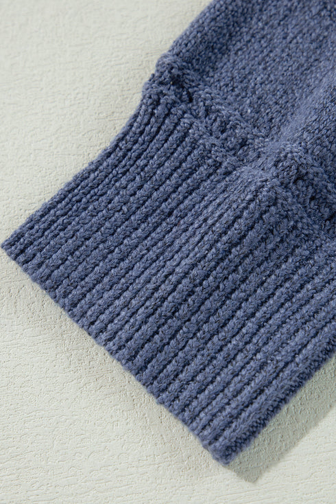 Textured Pointelle Knit Boat Neck Long Sleeve Sweater