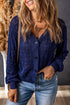 Textured Pointelle Knit Button Front V Neck Cardigan