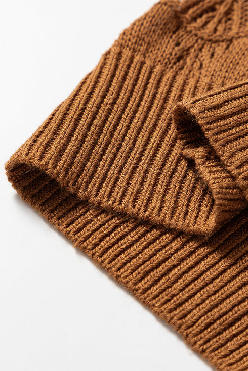 Textured Pointelle Knit Button Front V Neck Cardigan