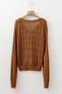 Textured Pointelle Knit Button Front V Neck Cardigan