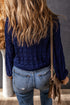 Textured Pointelle Knit Button Front V Neck Cardigan