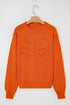 Textured Pointelle Knit Crew Neck Long Sleeve Sweater
