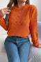Textured Pointelle Knit Crew Neck Long Sleeve Sweater
